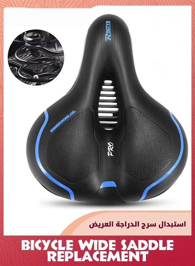 EETU Wide Cycling Saddles,Comfort Foam MTB Bicycle Seat,Waterproof Hollow Bicycle Saddle For Men Women,Replacement Bike Seat Cushion With Dual Shock Ball For Exercise/Road/Stationary Bikes - Image 1